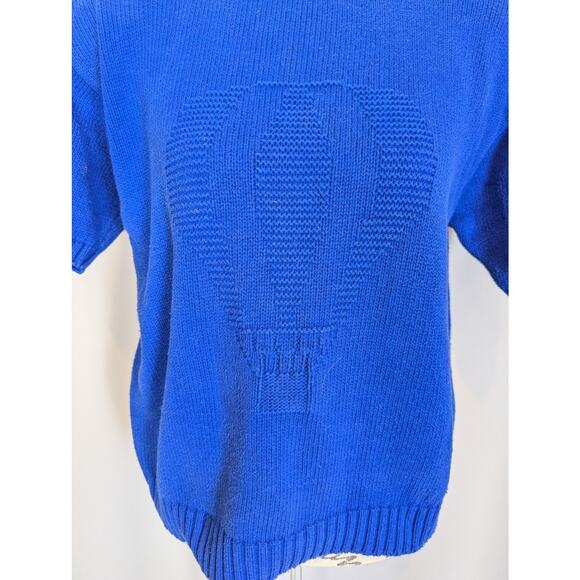 90s Vintage Nordstrom Short Sleeve Crew Neck Sweater Blue Size Medium - Picture 12 of 15